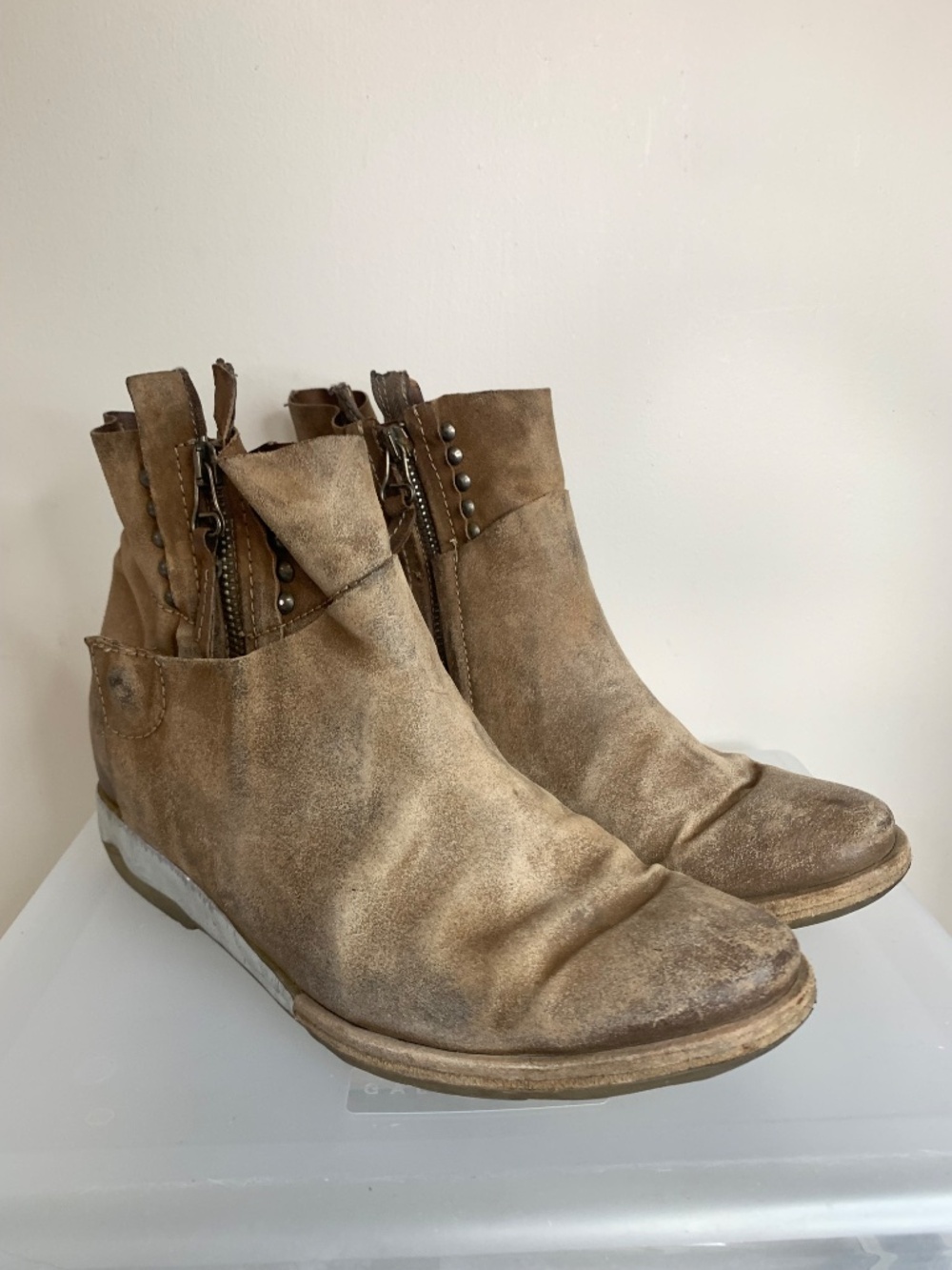 A.S.98. Airstep Leather Ankle Wedge Boots 41 - Picture 2 of 10